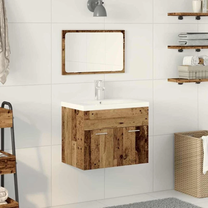 vidaXL Badeværelsesmøbel sæt 3 stk Gammelt træ, 60 x 38,5 x 46 cm