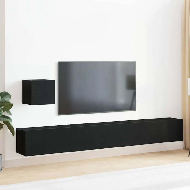vidaXL TV-møbelsæt 4 dele Sort eg 80 x 30 x 30 cm Konstrueret træ