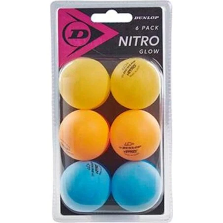 Dunlop Nitro Glow bordtennisbolde 6 stk (40+)