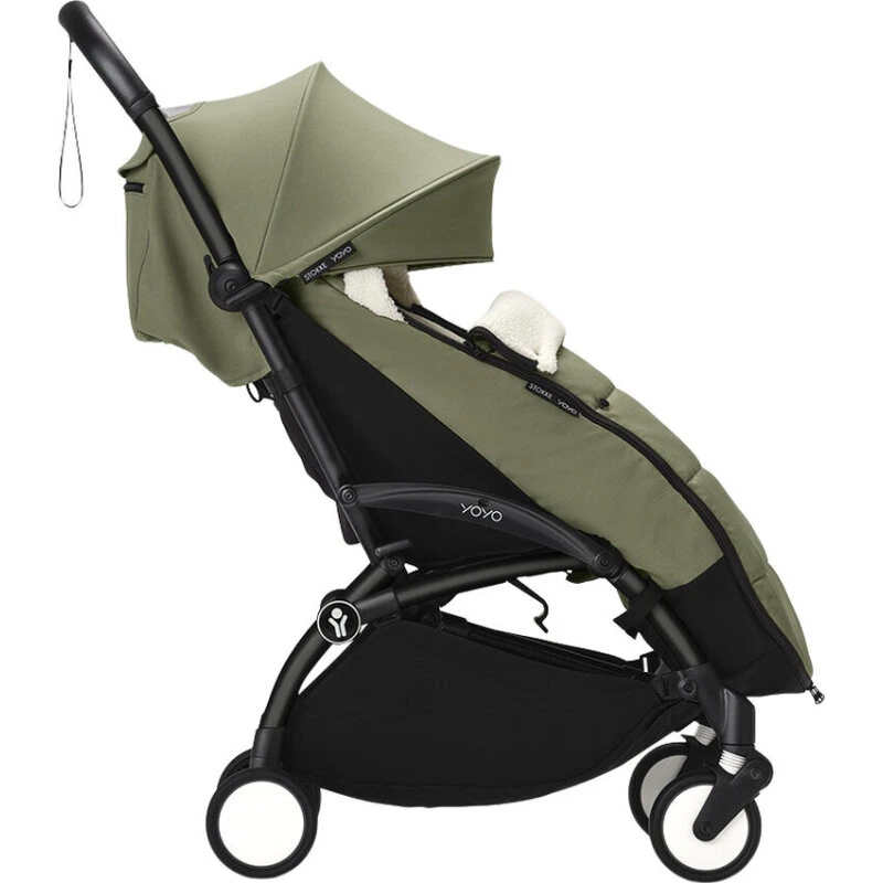 YOYO® kørepose Olive – sherpa‑fore & vendbar hætte