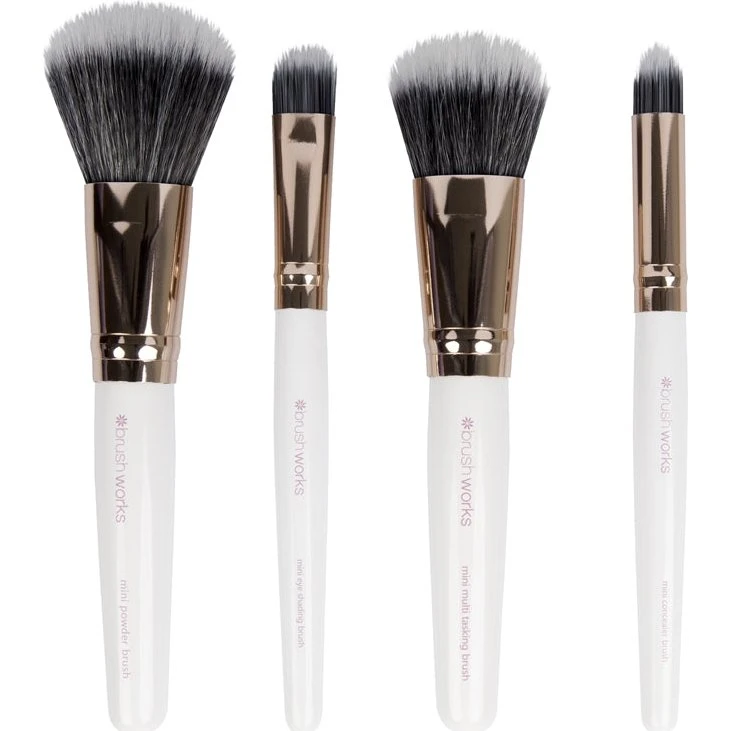 Brushworks Travel Set - Pink & Gold, 4 børster