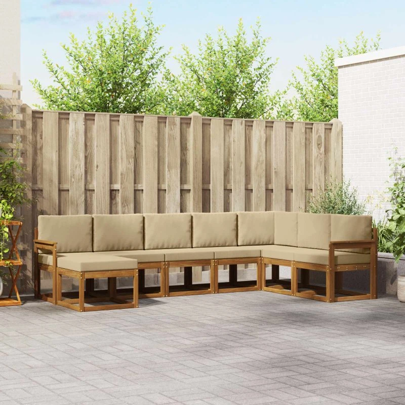 vidaXL Udendørs Sofagruppe 8 stk Naturlig/Beige Akacietræ