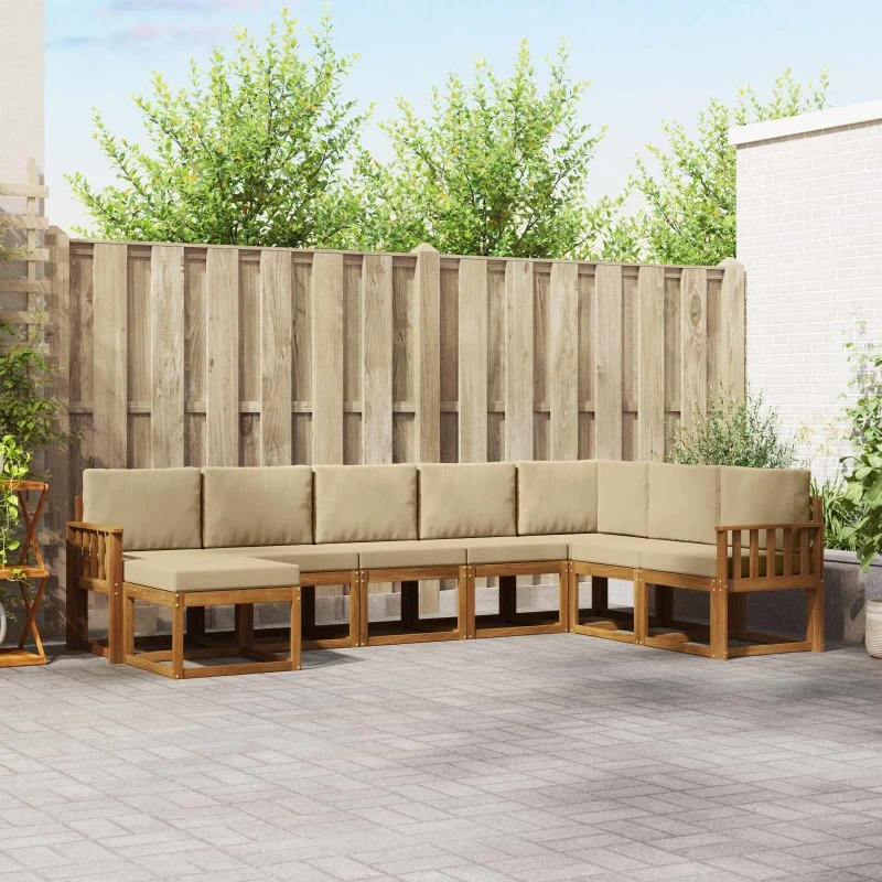 vidaXL Udendørs Sofagruppe 8 stk Naturlig/Beige Akacietræ