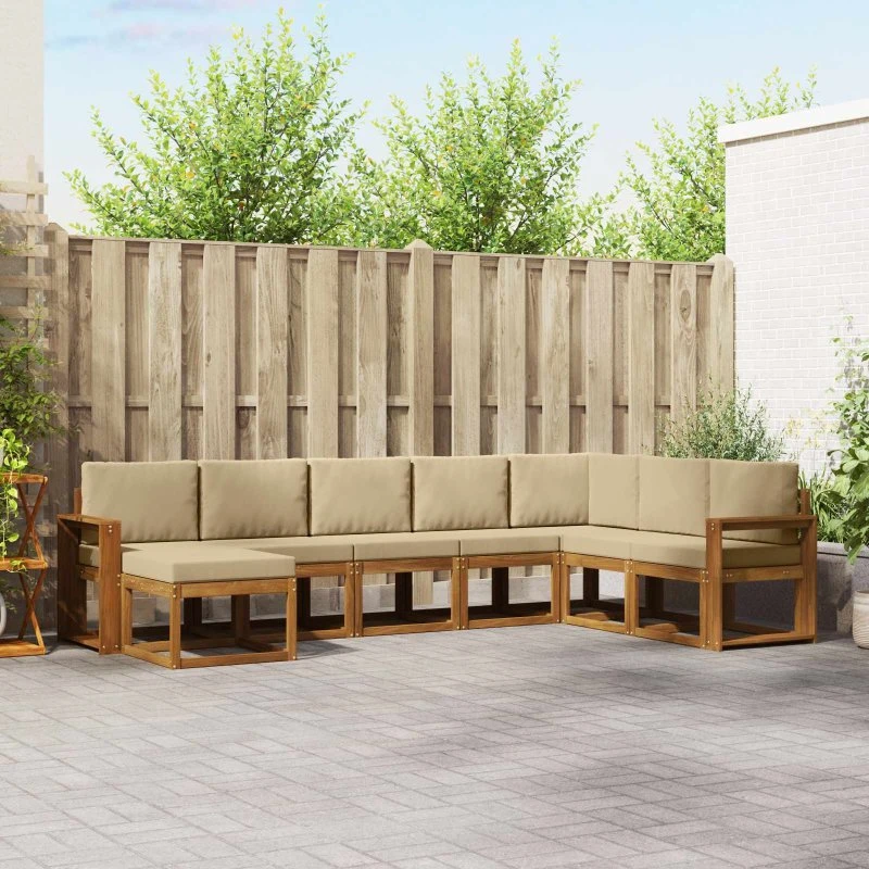 vidaXL Udendørs Sofagruppe 8 stk Naturlig/Beige Akacietræ