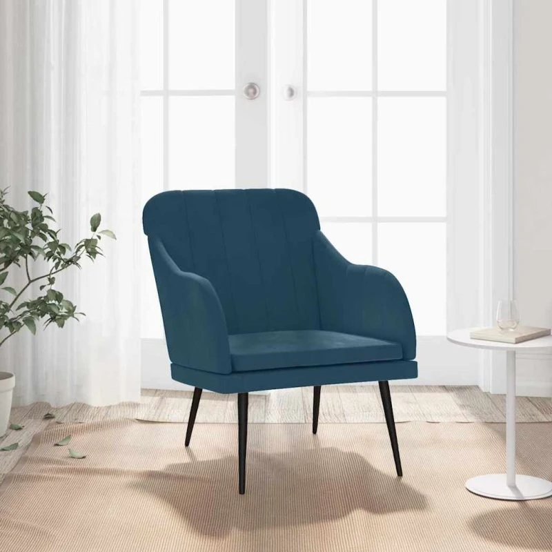 vidaXL Lænestol 63x76x80 cm velour blå