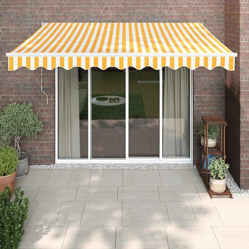 vidaXL Foldemarkise 3x2,5 m automatisk, gul/hvid