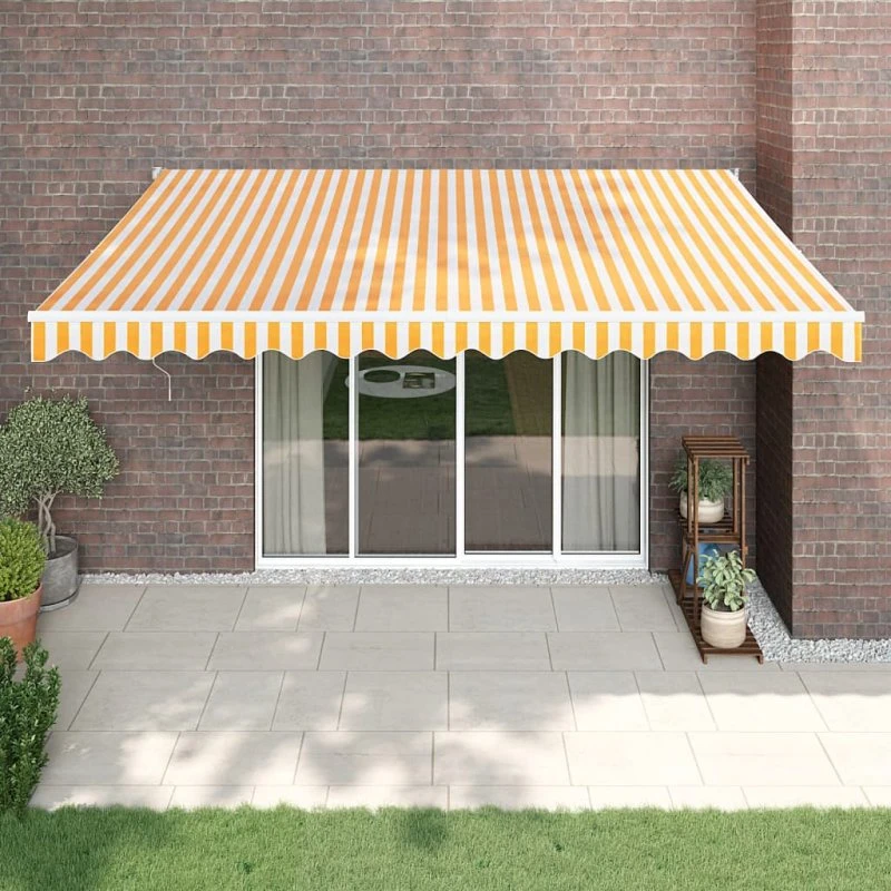 vidaXL Foldemarkise 4,5x3 m Automatisk Betjening Gul/Hvid