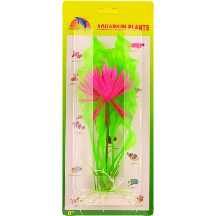 Uden mærke akvarie plasticplante med blomst 20 cm