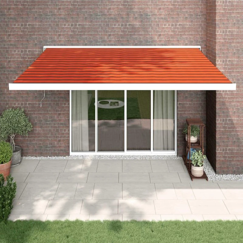 Foldemarkise 4,5x3 m Orange og Brun – Stof og Aluminium