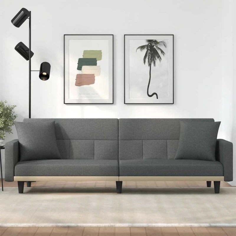 vidaXL Sovesofa med hynder, mørkegrå