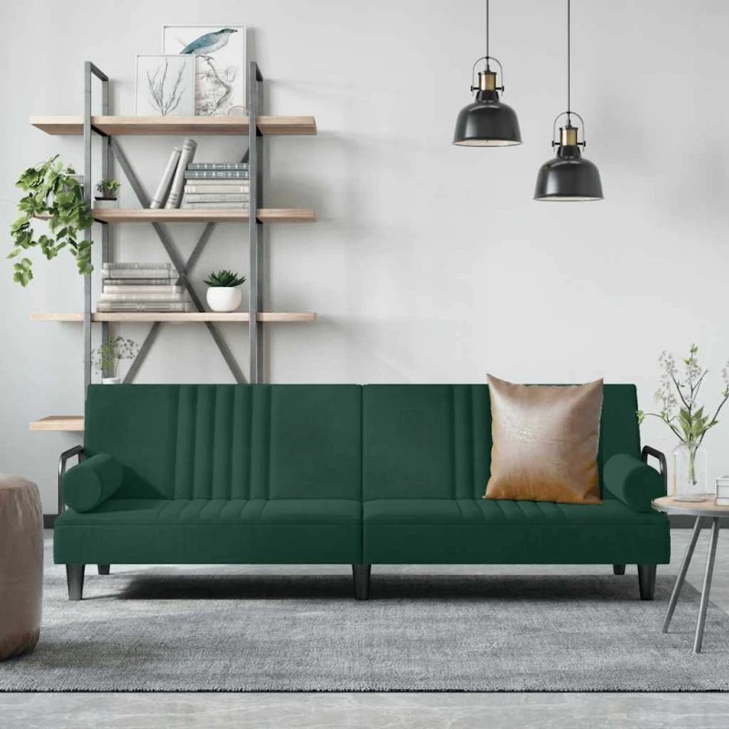 vidaXL Sovesofa med armlæn velour mørkegrøn