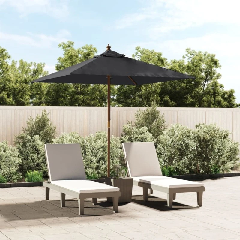 vidaXL Haveparasol med træstang 198x198x231 cm, sort