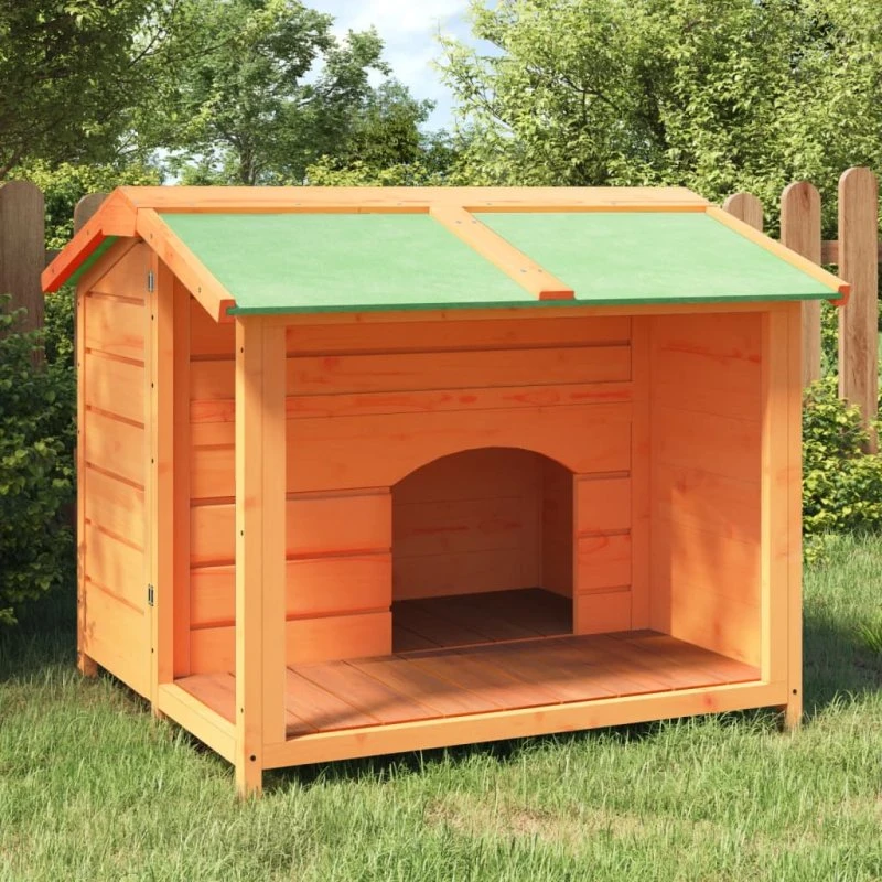 vidaXL Hundehus 96x87x80,5 cm i massivt fyrretræ brun