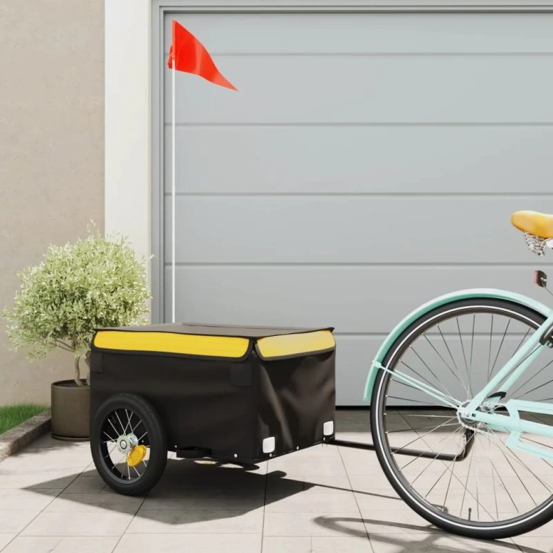 vidaXL Cykelanhænger 30 kg jern sort og gul