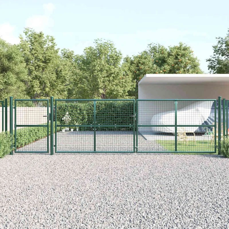 vidaXL Gitterlåge Grøn 500x125 cm Galvaniseret Stål