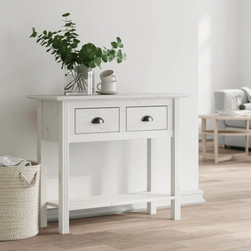 vidaXL BODO konsolbord 91x35x74 cm hvid massivt fyrretræ