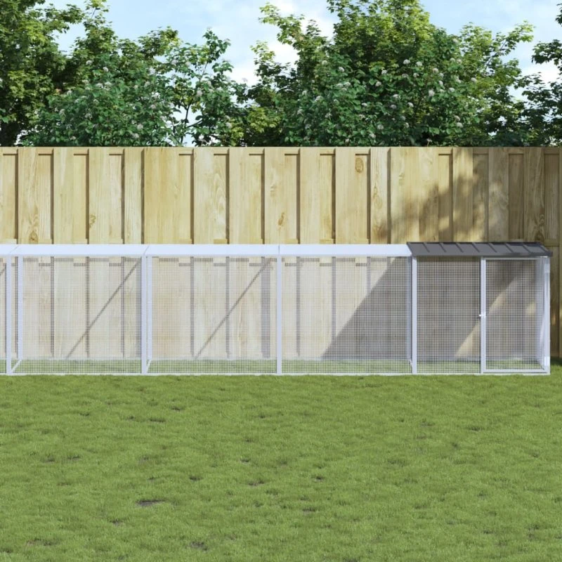vidaXL Hønsebur med Tag 803x98x90 cm, galvaniseret stål, antracitgrå