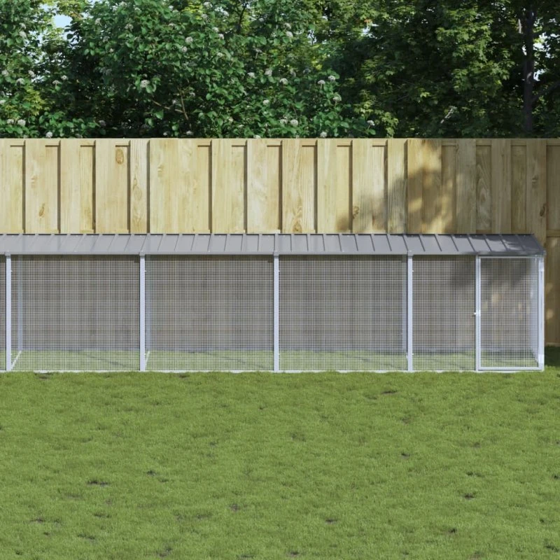 vidaXL Hønsebur med tag 803x98x90 cm galvaniseret stål lysegrå