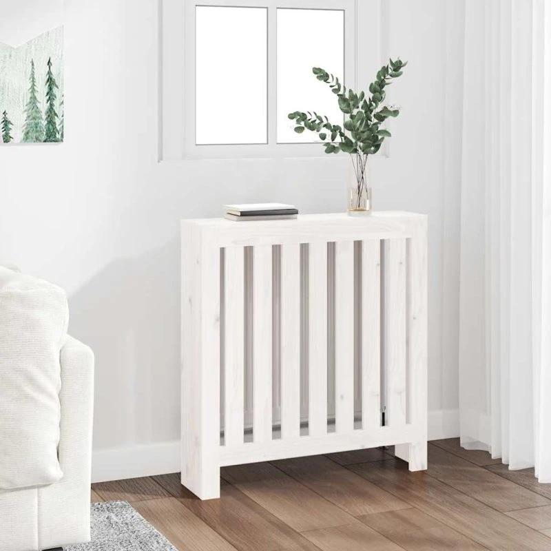 vidaXL Radiatorskjuler 79,5x19x84 cm hvid massivt fyrretræ