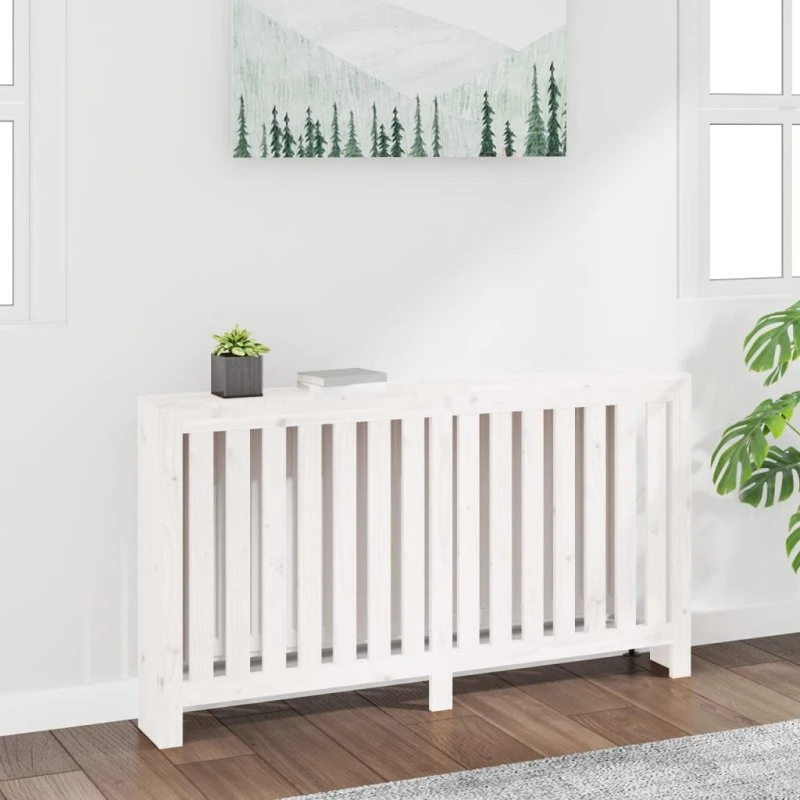 vidaXL Radiatorskjuler 153x19x84 cm hvid fyrretræ