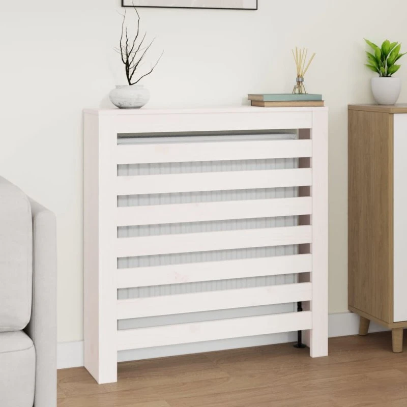 vidaXL Radiatorskjuler 79,5x19x84 cm hvid massivt fyrretræ
