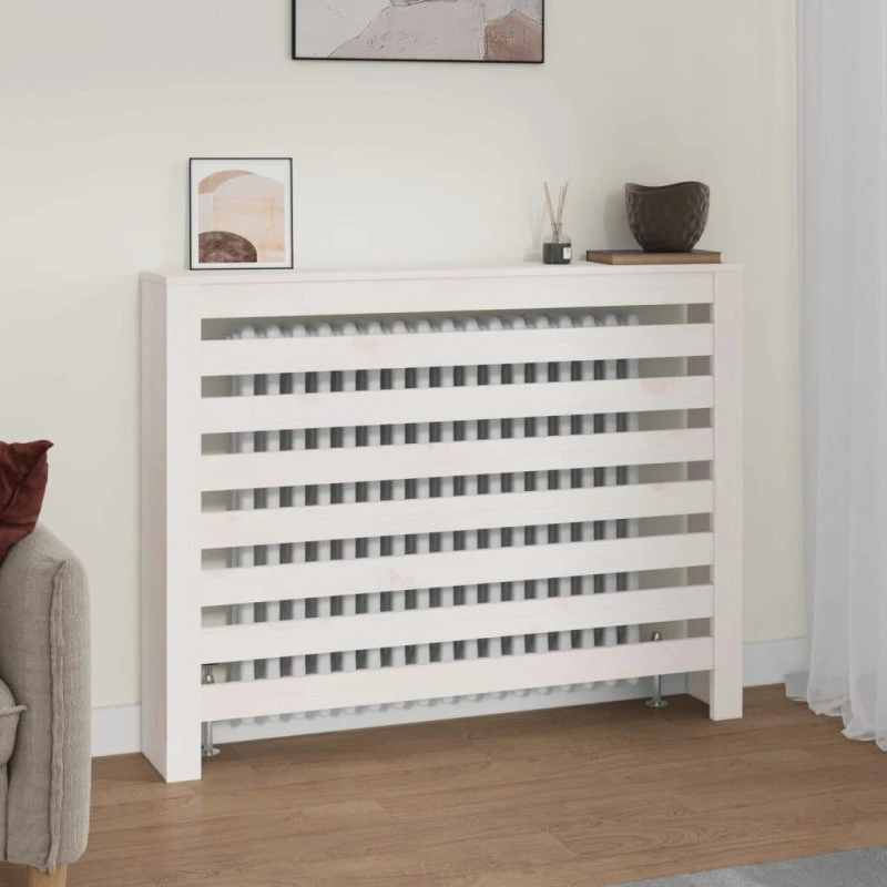 vidaXL Radiatorskjuler 108,5x19x84 cm hvid massivt fyrretræ