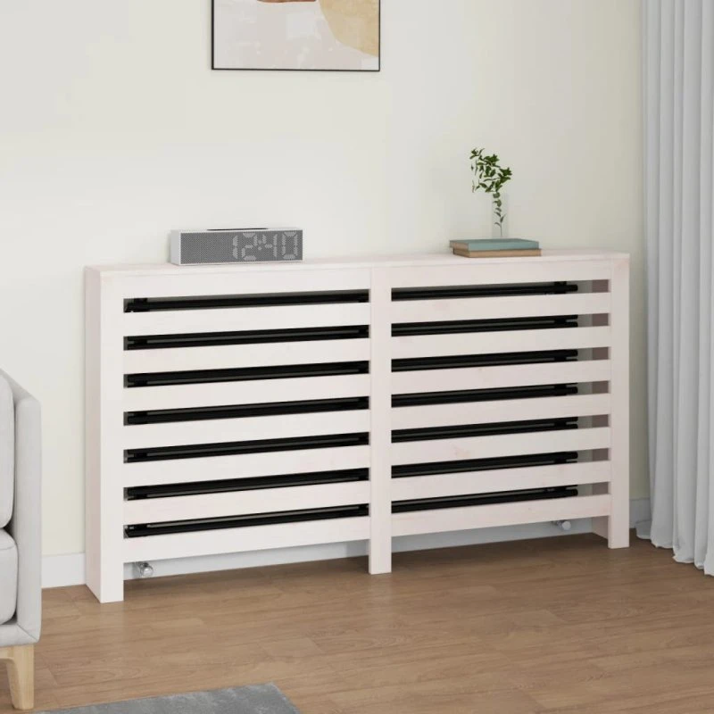 vidaXL Radiatorskjuler 153x19x84 cm hvid massivt fyrretræ