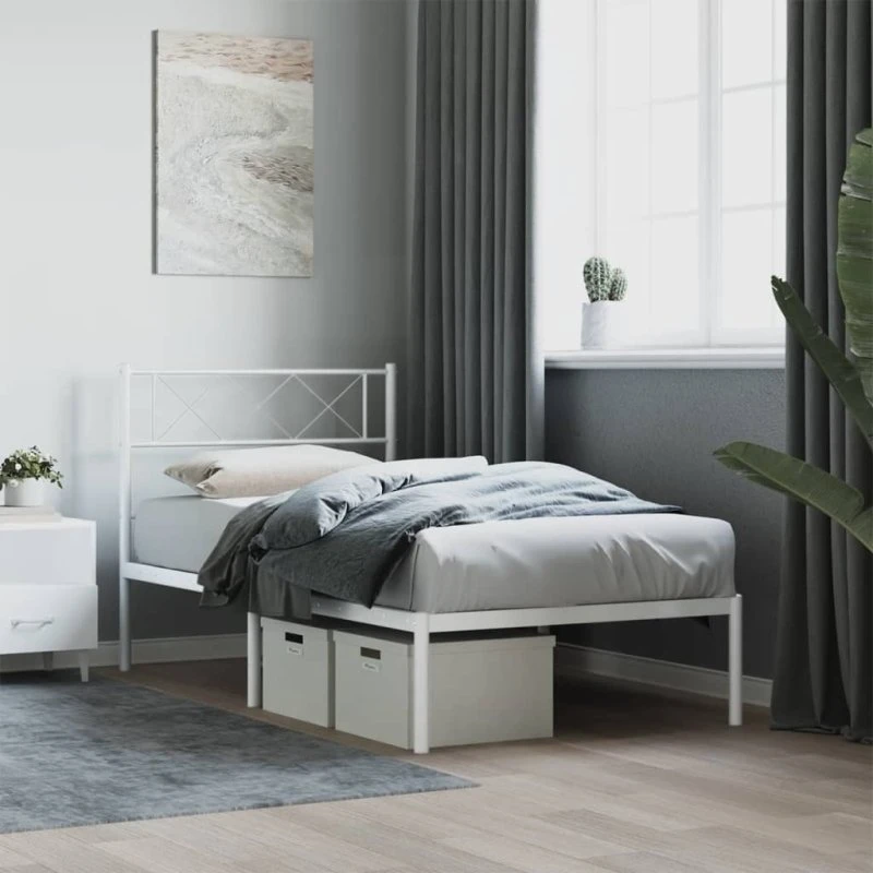 vidaXL Sengeramme 90x200 cm metal hvid