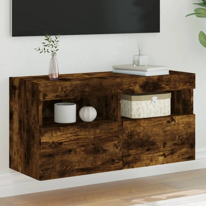 vidaXL væghængt tv-bord 80x30x40 cm røget egetræ
