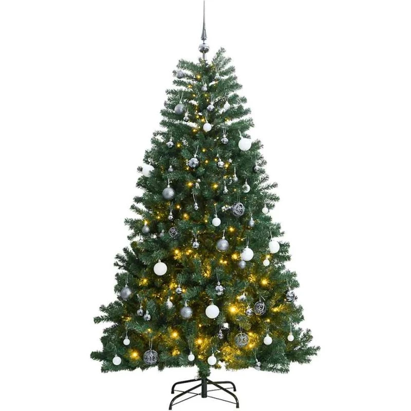 vidaXL Kunstigt Juletræ 240 cm med 300 LED'er og Hængslet