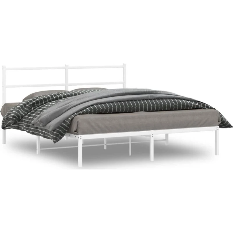 vidaXL Sengeramme 160x200 cm metal hvid med sengegavl