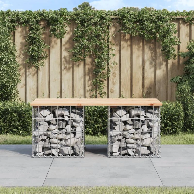 vidaXL Havebænk med gabiondesign 103x44x42 cm, massivt fyrretræ