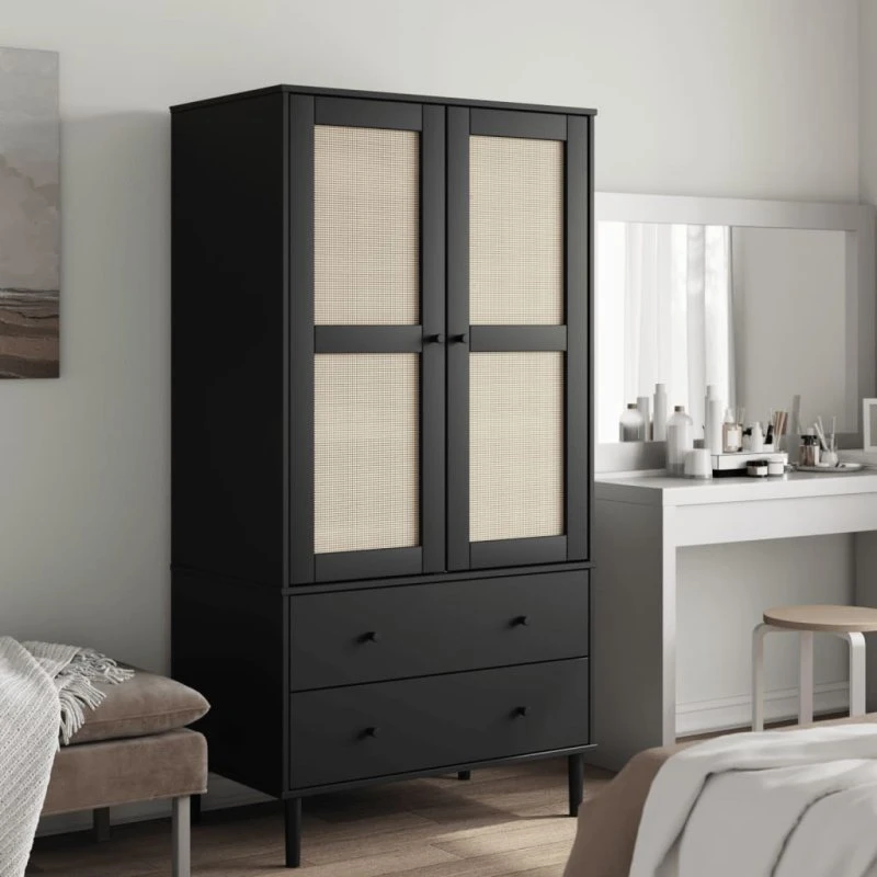 vidaXL SENJA klædeskab 90x55x175 cm sort rattan-look
