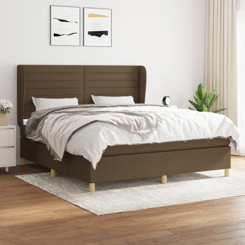 vidaXL Kontinentalseng 160x200 cm mørkebrun med justerbar gavl og pocketfjedre
