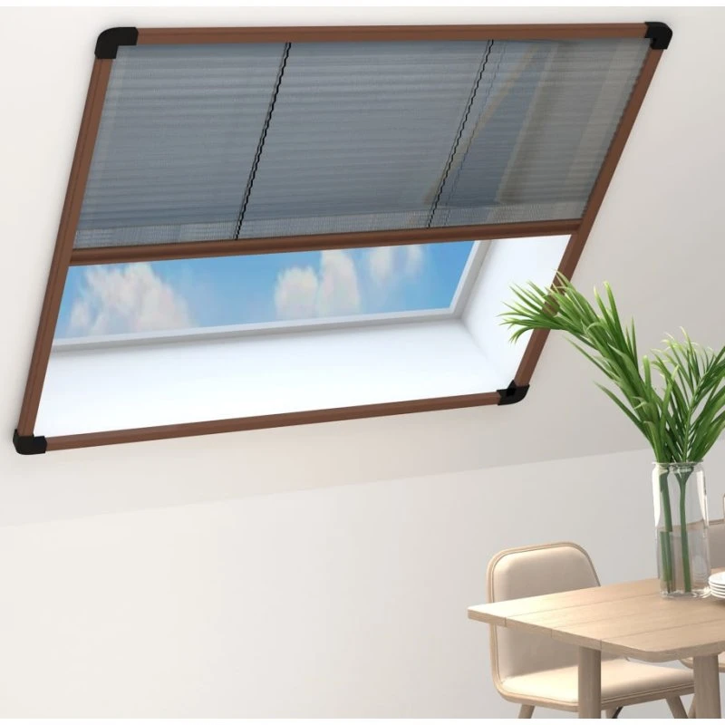 vidaXL Plisseret Insektnet 120x120 cm Aluminium Brun