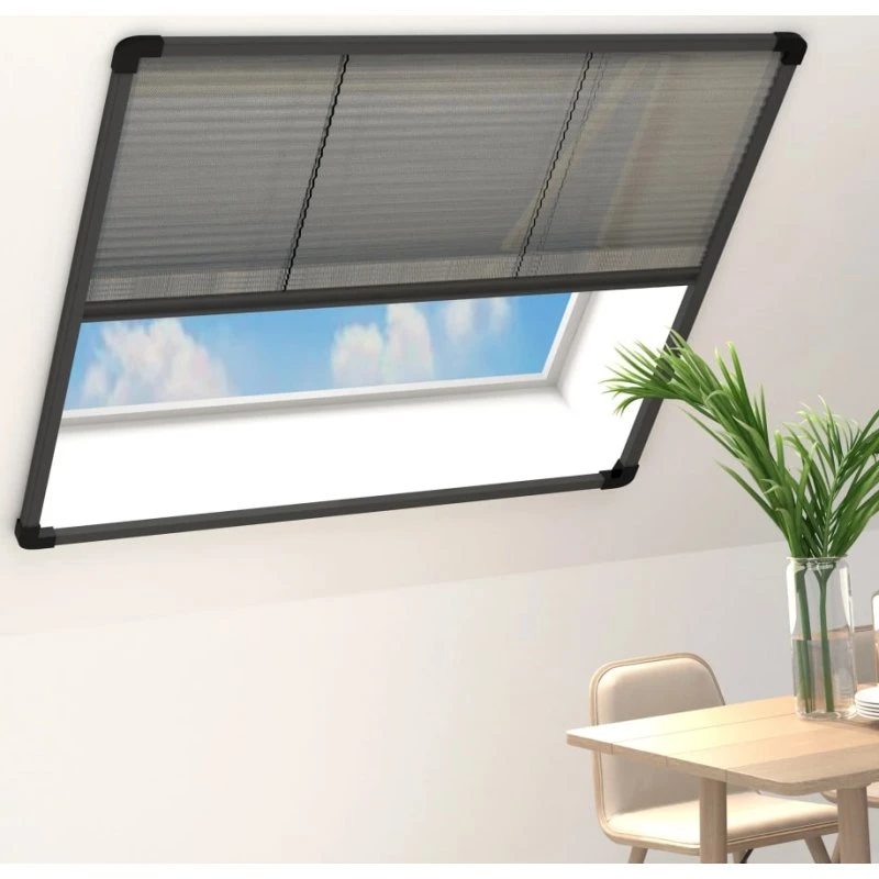 vidaXL Plisseret Insektnet 120x120 cm Aluminium Antracit