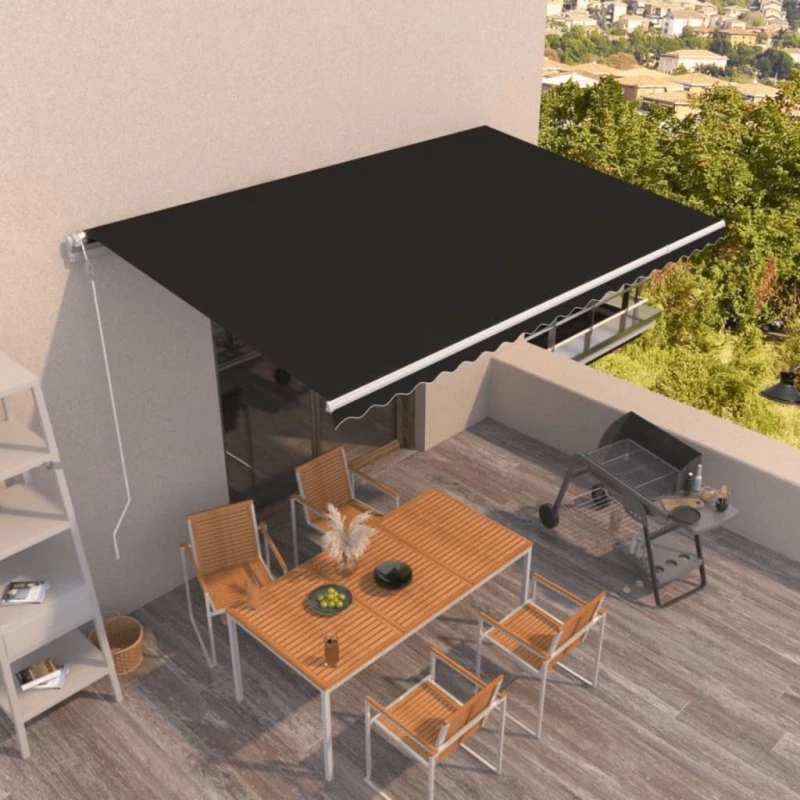 vidaXL Markise 500x350 cm automatisk betjening antracitgrå