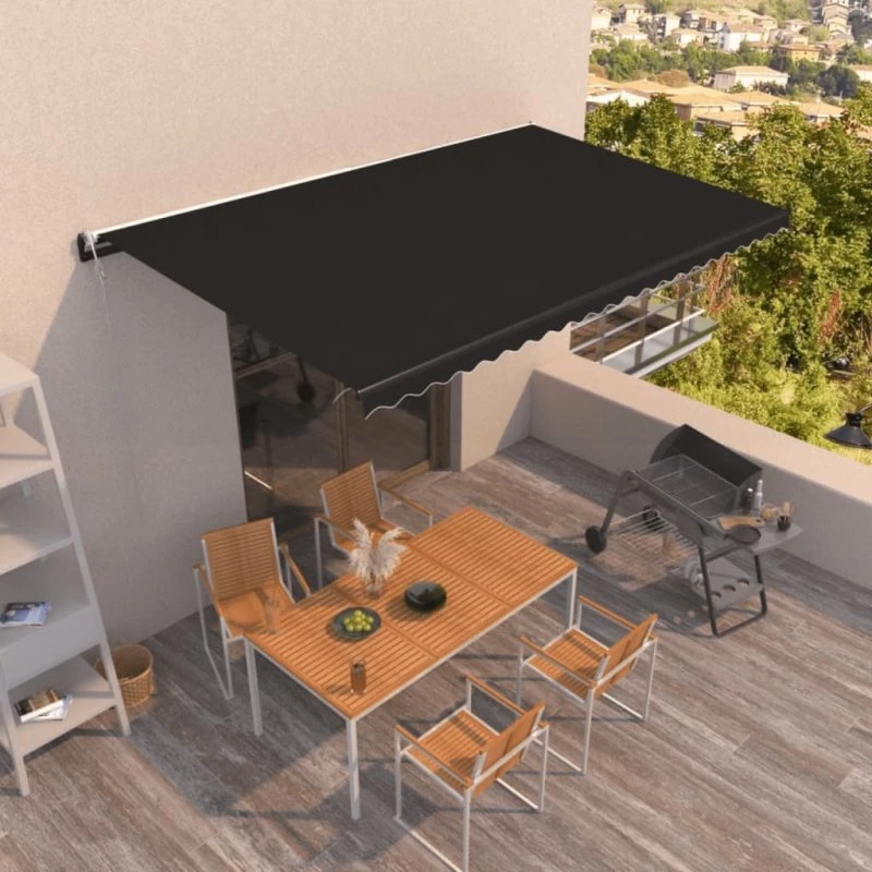 vidaXL Markise 500x350 cm automatisk antracitgrå