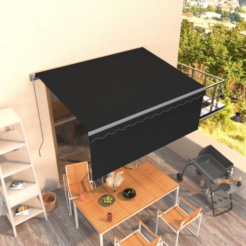 vidaXL Markise 3x2,5 m med Gardin, Antracitgrå, Manuel Betjening