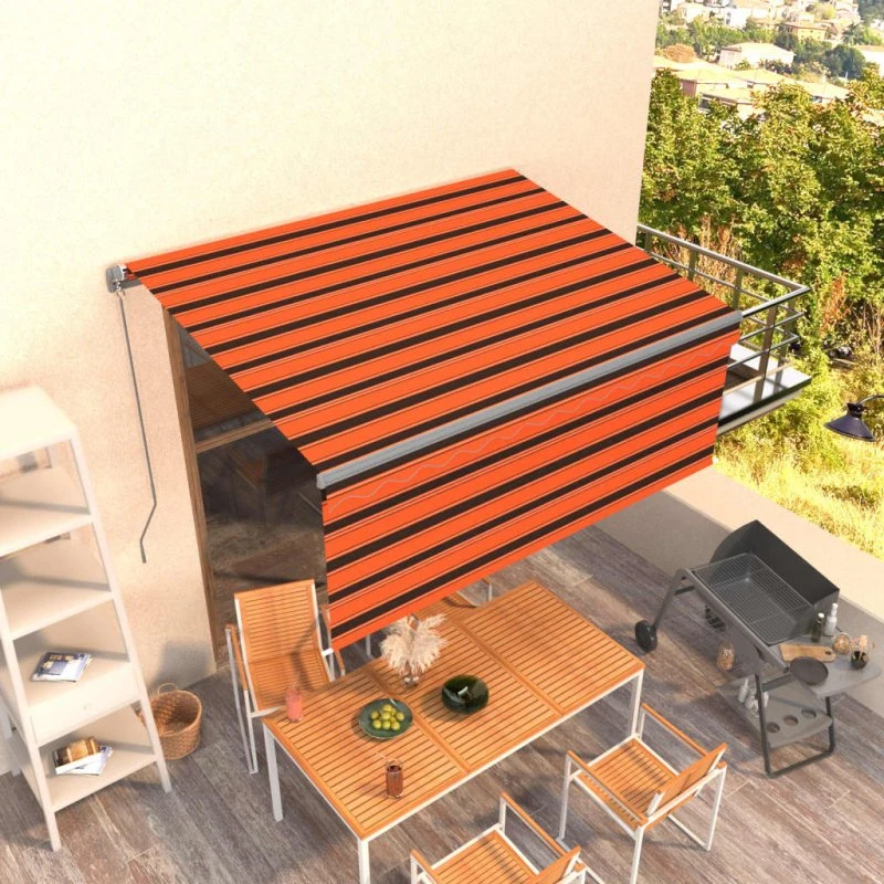 vidaXL Markise 3x2,5 m med Gardin, Manuel Betjening, Orange og Brun