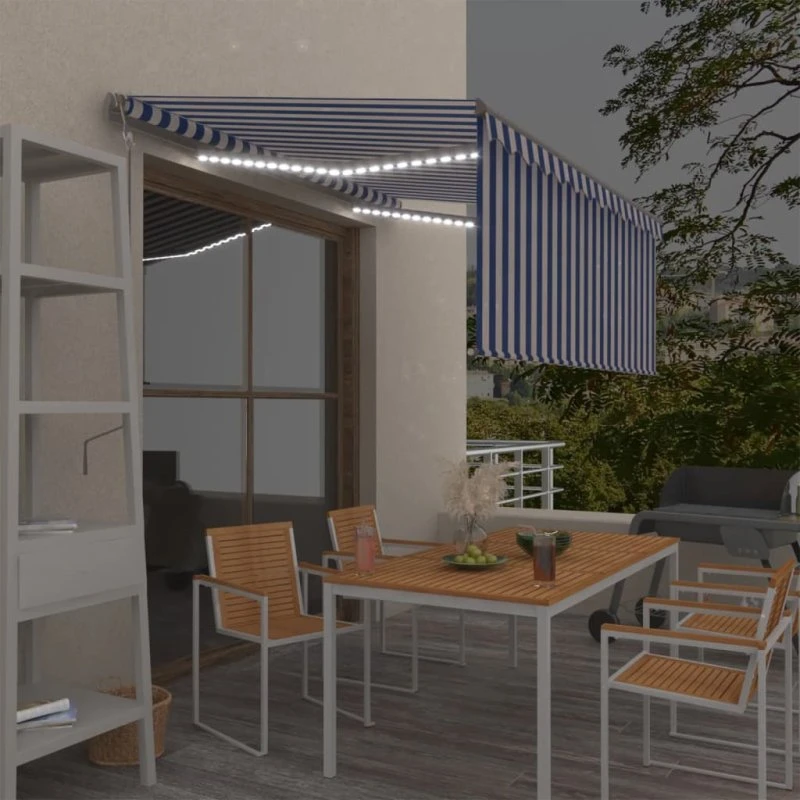 vidaXL Markise 3,5x2,5 m auto med gardin, LED og vindsensor