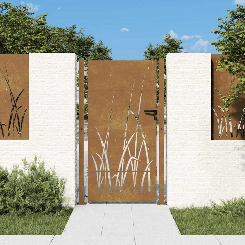 vidaXL Havelåge 100x200 cm cortenstål græsdesign