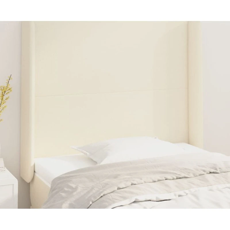 vidaXL Sengegavl med Kanter 103x16x118/128 cm Cremefarvet