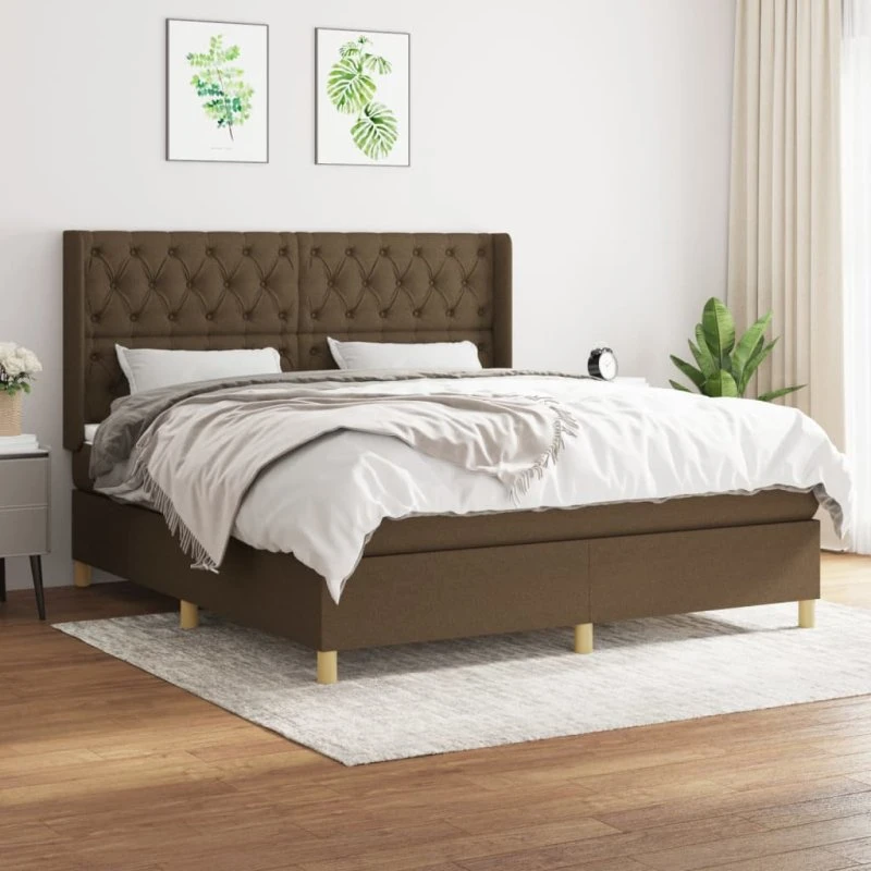 vidaXL Kontinentalseng 160x200 cm mørkebrun med pocketfjedre