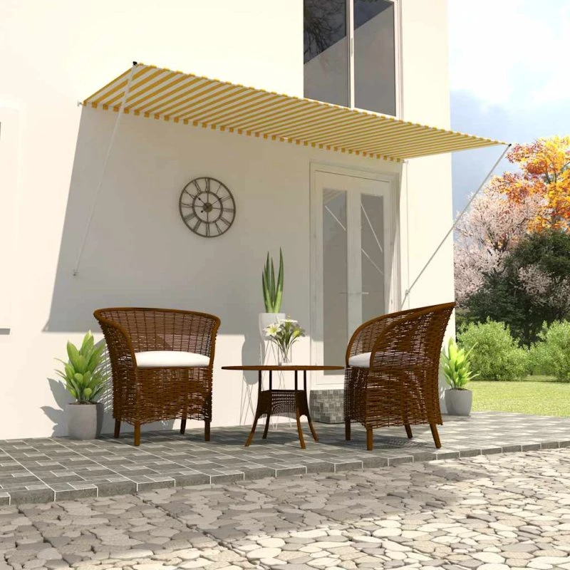 vidaXL Foldemarkise 300x150 cm gul og hvid