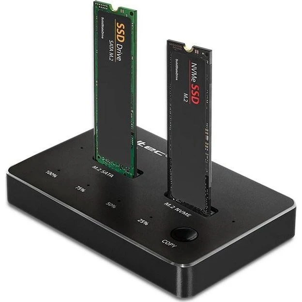 Qoltec M.2 SSD-dockingstation – NVMe & SATA, USB-C, 2x2 TB