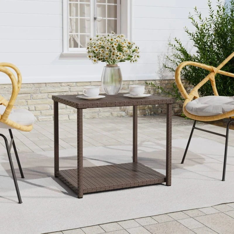 Braun Sidebord 55x45x49 cm Polyrattan - Brun
