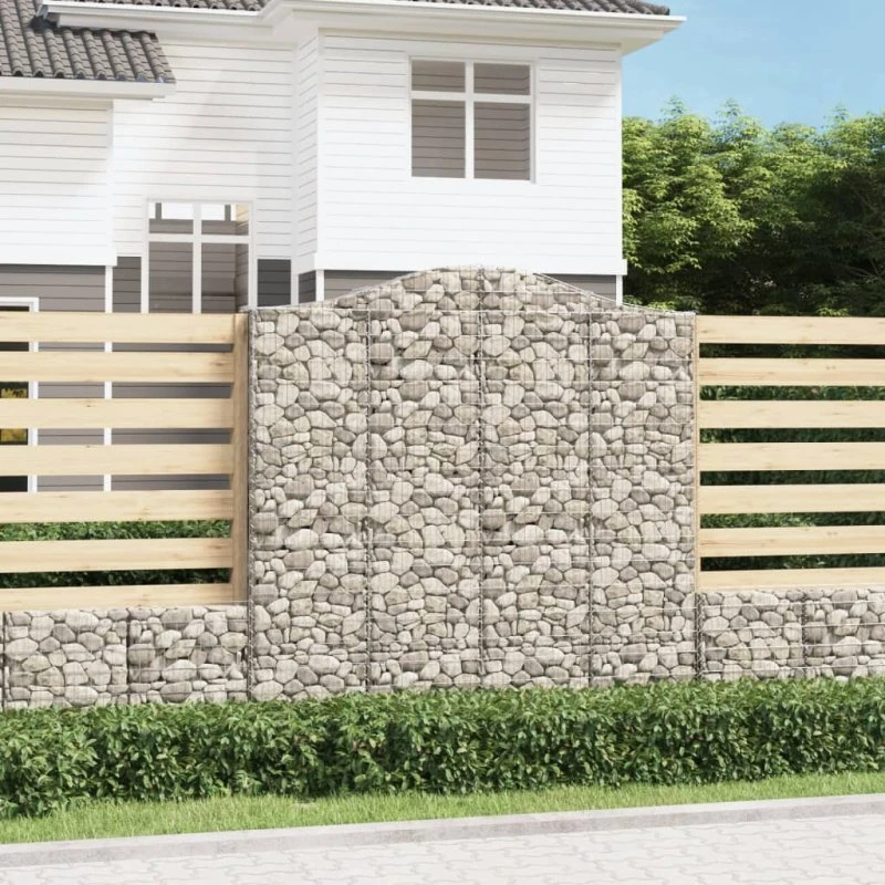vidaXL Buede Gabionkurve 5 stk. 200x30x200/220 cm Galvaniseret Jern