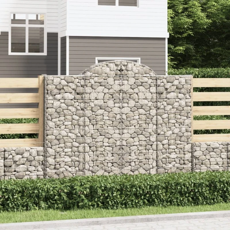 vidaXL Buede Gabionkurve 2 stk. 200x30x160/180 cm galvaniseret jern