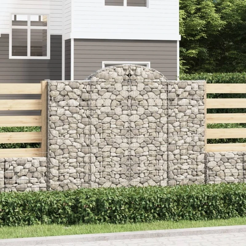 vidaXL buede gabionkurve 3 stk. 200x30x160/180 cm galvaniseret jern
